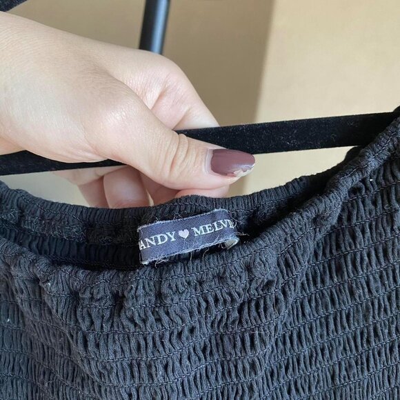 Brandy Melville black Charlene shirred off-the-shoulder top - Picture 4 of 4